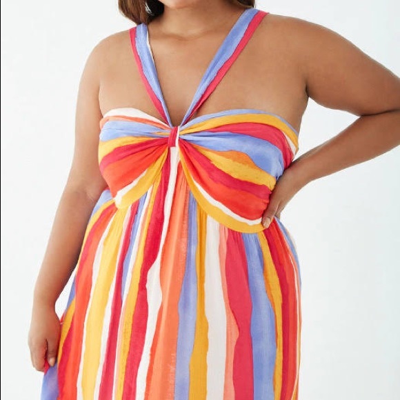F21 Striped Maxi Dress/Cover Up - Picture 1 of 6